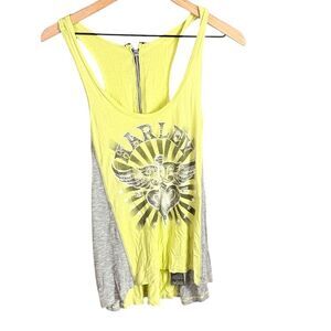 Harley-Davidson Yellowish Green & Gray Tank Top